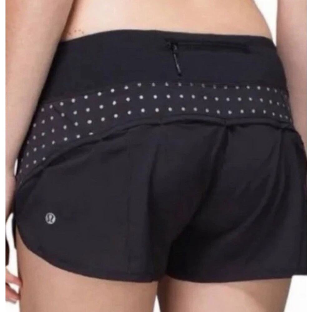 Lululemon Speed Up Reflective Polkadot Shorts Sz 4 Black Running Gym Shorts